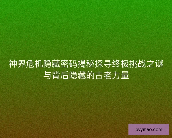 神界危机隐藏密码揭秘探寻终极挑战之谜与背后隐藏的古老力量